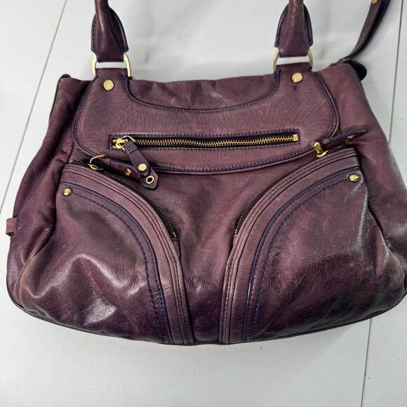 Vintage Y2K Soft Purple Leather Cole Haan Shoulder Purse Zipper Decor - Picture 4 of 11